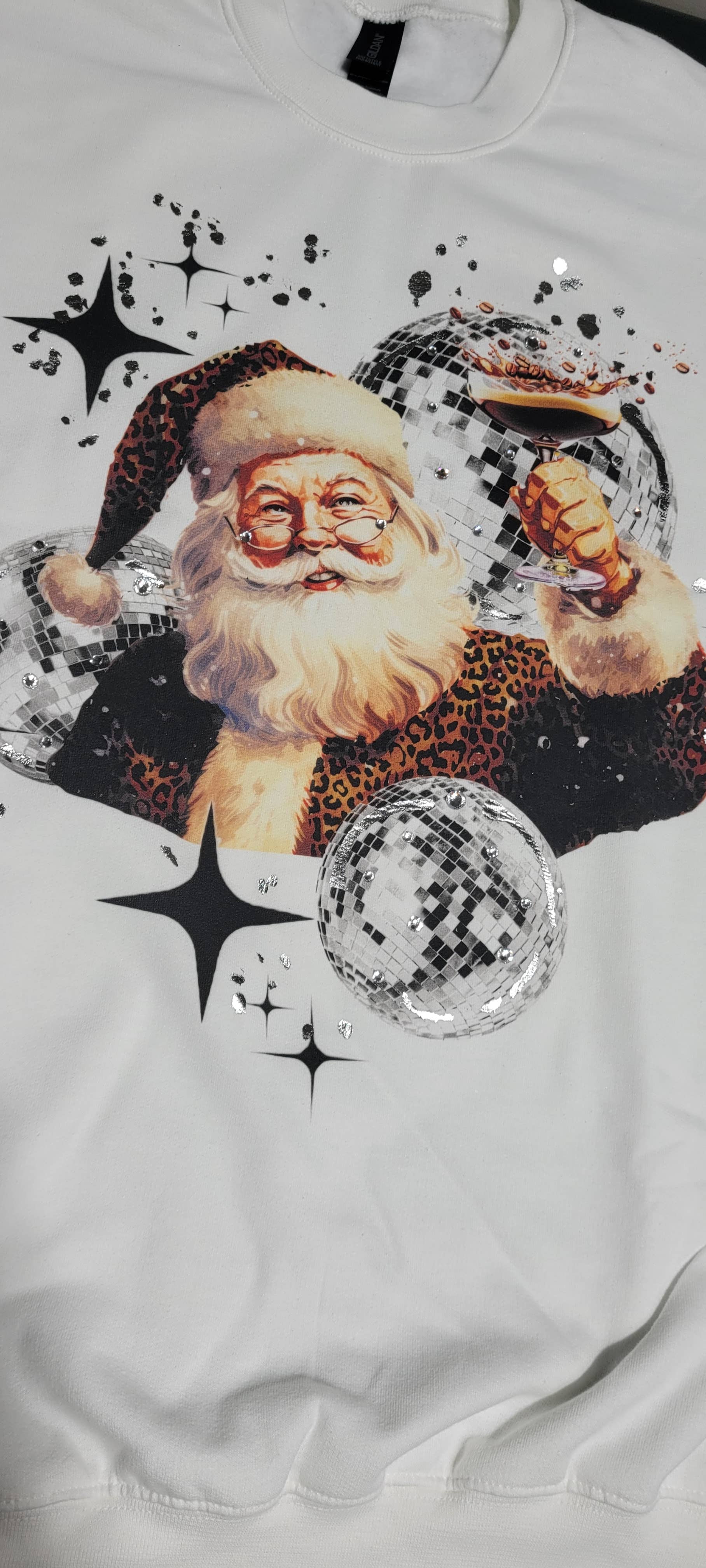 By Jodi LLC - Wholesale T-Shirt (Graphic) - Women's - Christmas Cheers Santa Tee Sweatshirt Long Sleeve Crop5