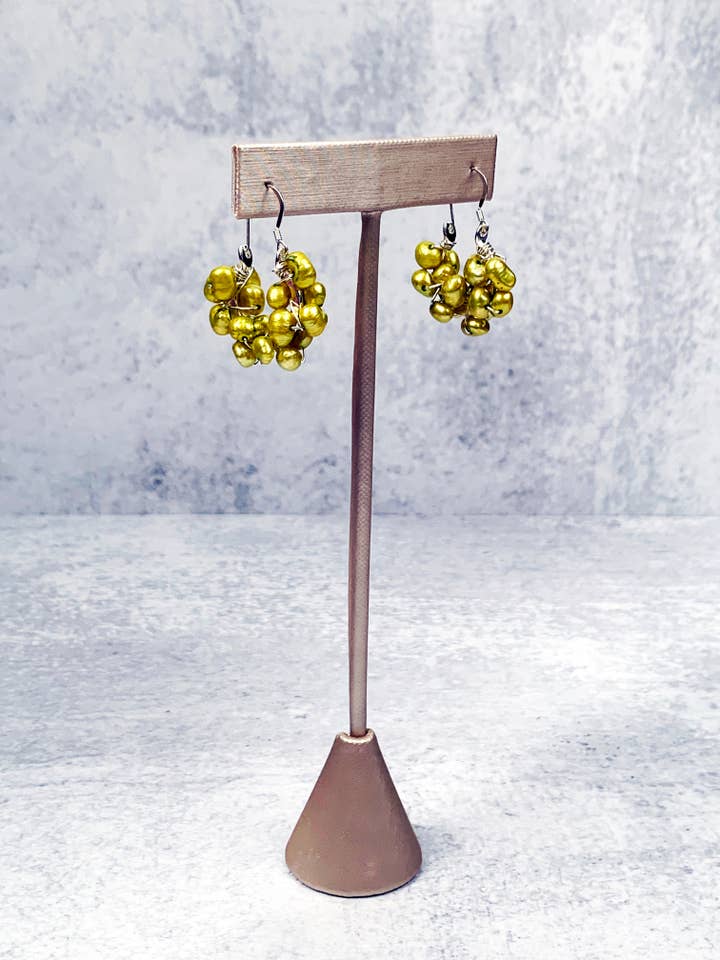 Yellow Freshwater Pearl Petite Hoops for wholesale by Scarlette Dove