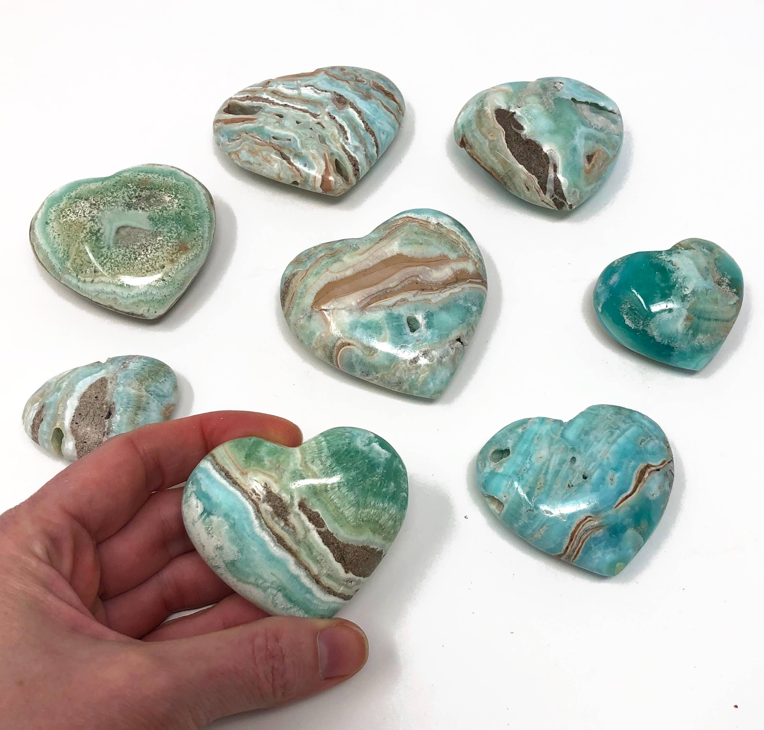 Jade Canyon - Wholesale Spiritual Stone/Crystal - Aqua Caribbean Calcite & Aragonite Stone Heart1