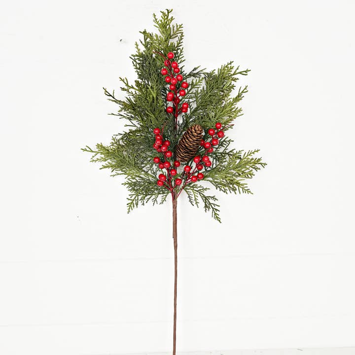 Impressive Enterprises, Inc. - Wholesale Christmas Decoration - 510056- 29in Branch-Superior Real Touch Mix Cedar w.Red Berr0