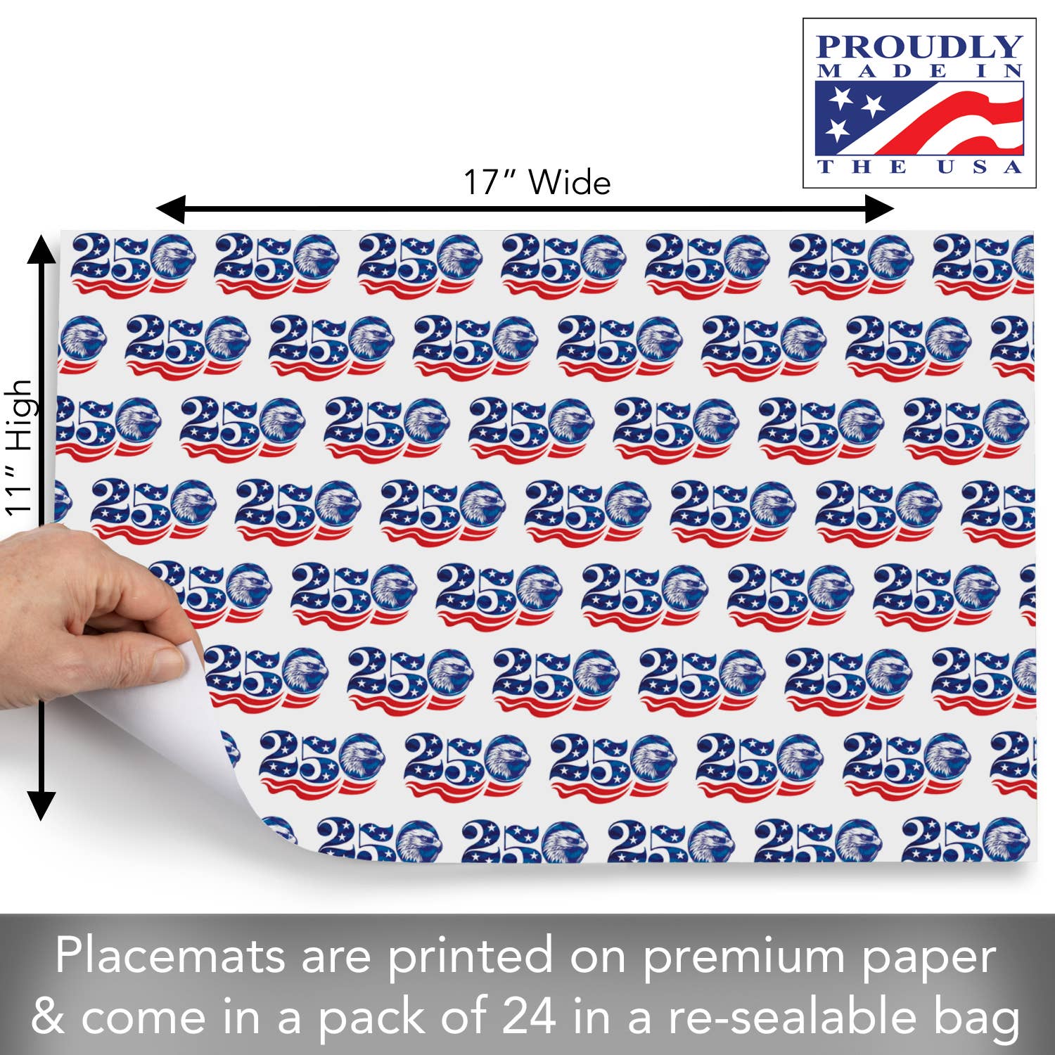CounterArt/Highland Home/Thirstystone - Wholesale Disposable Placemat - Celebrate 250 Years Premium Paper Stock Placemats 24 Sheet 4