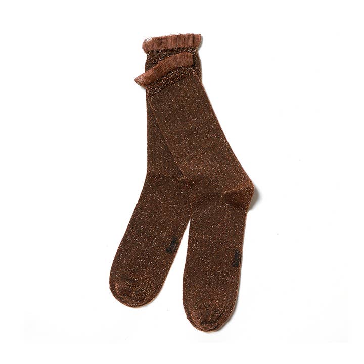 Soft Ruffle Metallic Socks for wholesale by Stems socks & tights