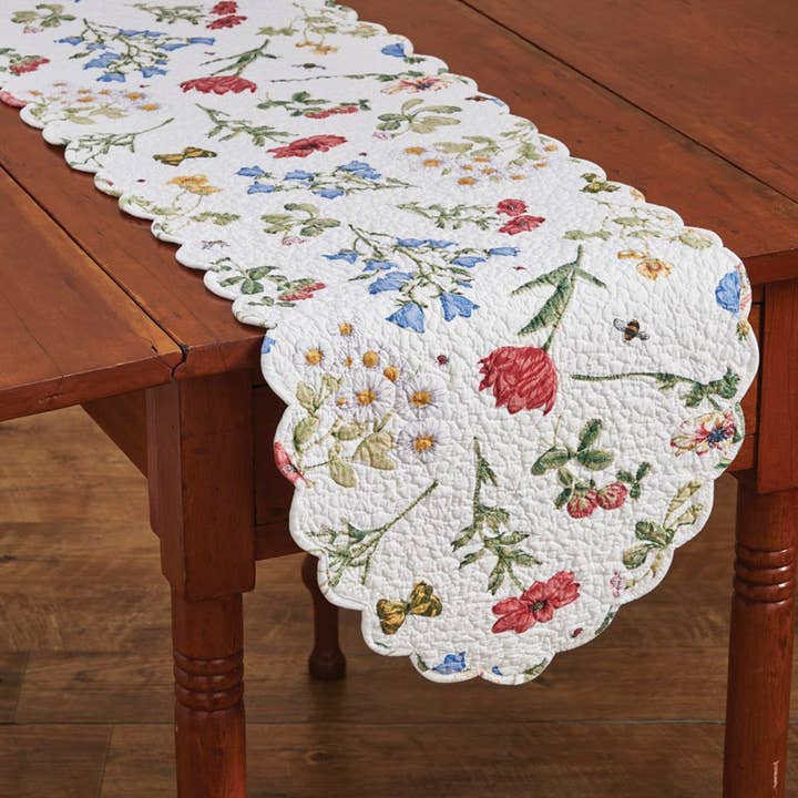 Wildflower Scalloped Table Runner - 54"L for wholesale by Park Designs