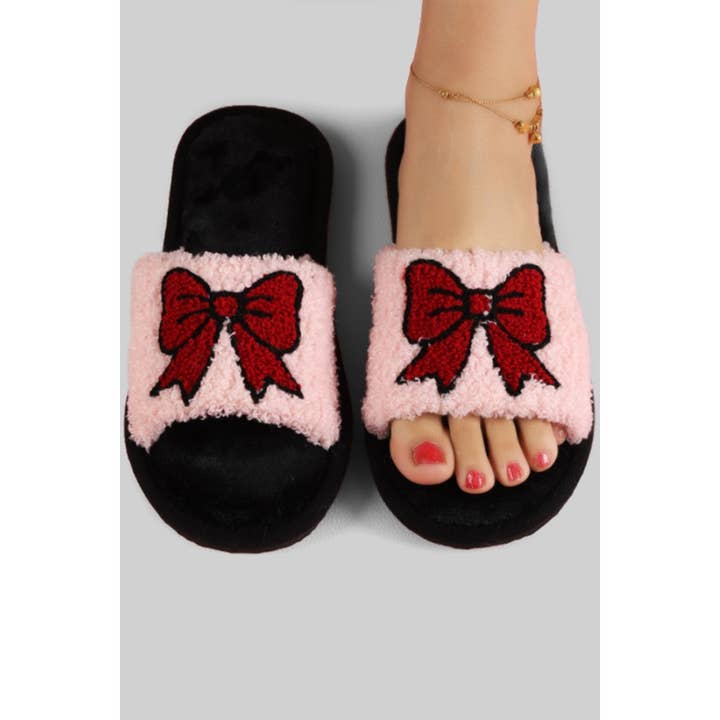 FUZZY BOW SLIPPERS for wholesale by Girly