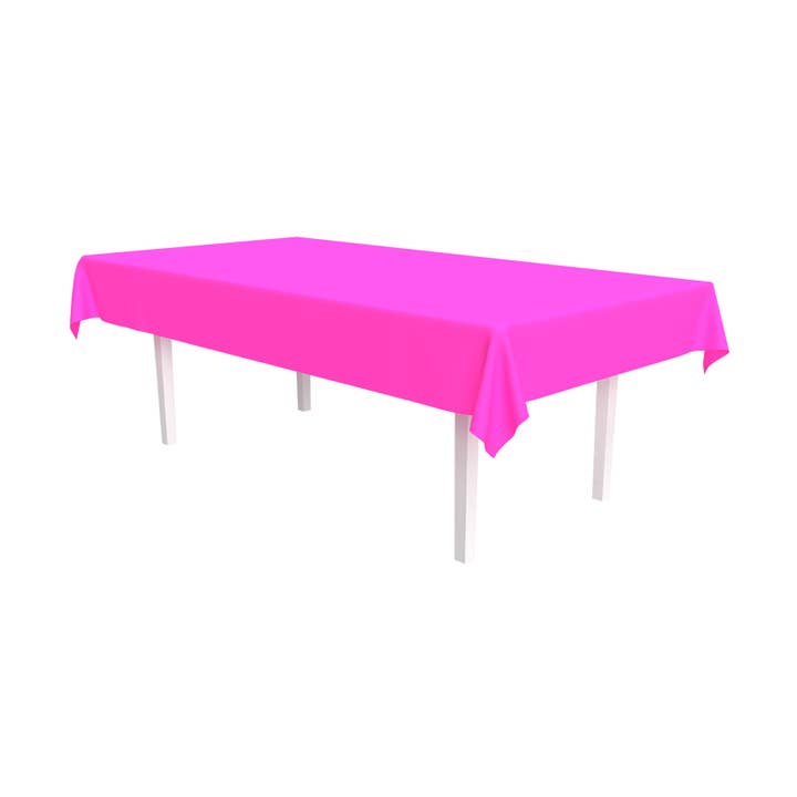 Tovaglia rettangolare in plastica rosa neon, 137 cm x 274 cm per la vendita all'ingrosso da parte di Beistle
