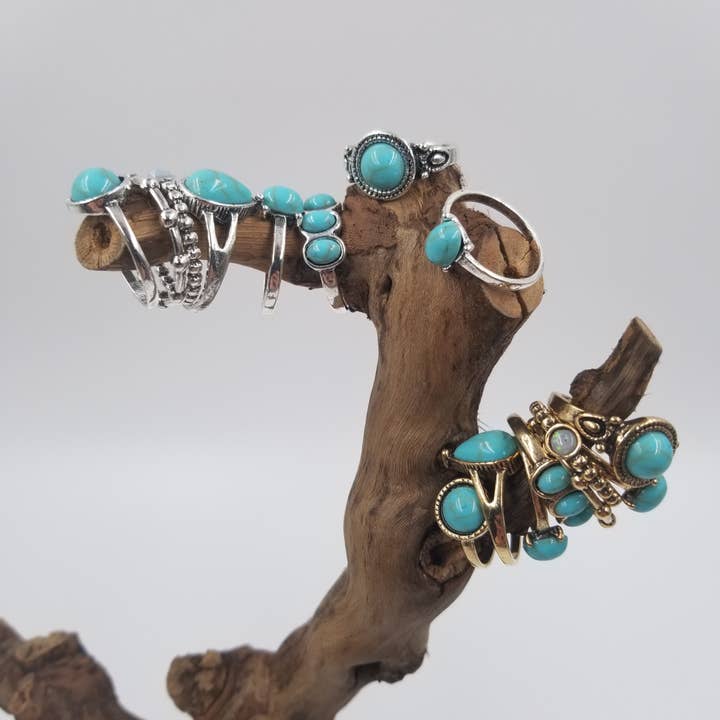 CHAKRA JEWELRY - Wholesale Jewelry Set - Vintage Turquoise Ring Set Of 81