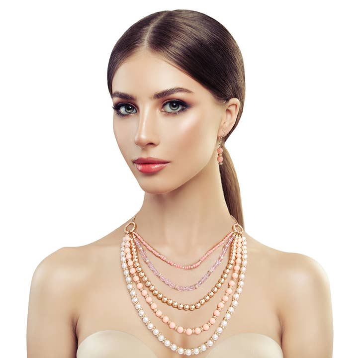 Pärlor Pearl halsband Set - rosa för wholesale av PinktownUSA