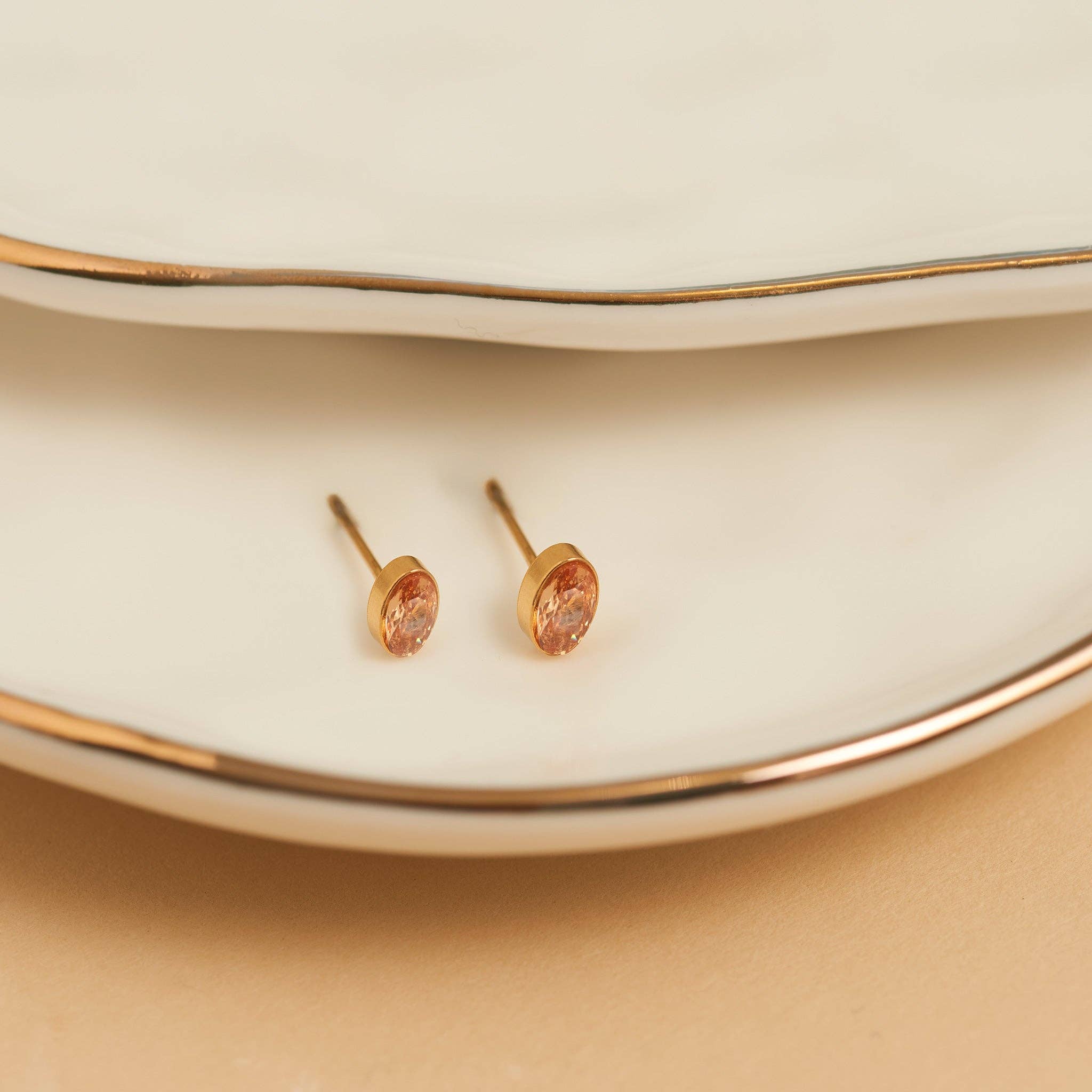 Elsie & Zoey - Wholesale Stud/Post Earrings - Waterproof Earring Narelle Oval Cubic Zirconia 18K Gold Stud0