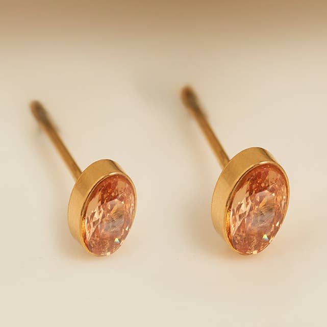Elsie & Zoey - Wholesale Stud/Post Earrings - Waterproof Earring Narelle Oval Cubic Zirconia 18K Gold Stud0