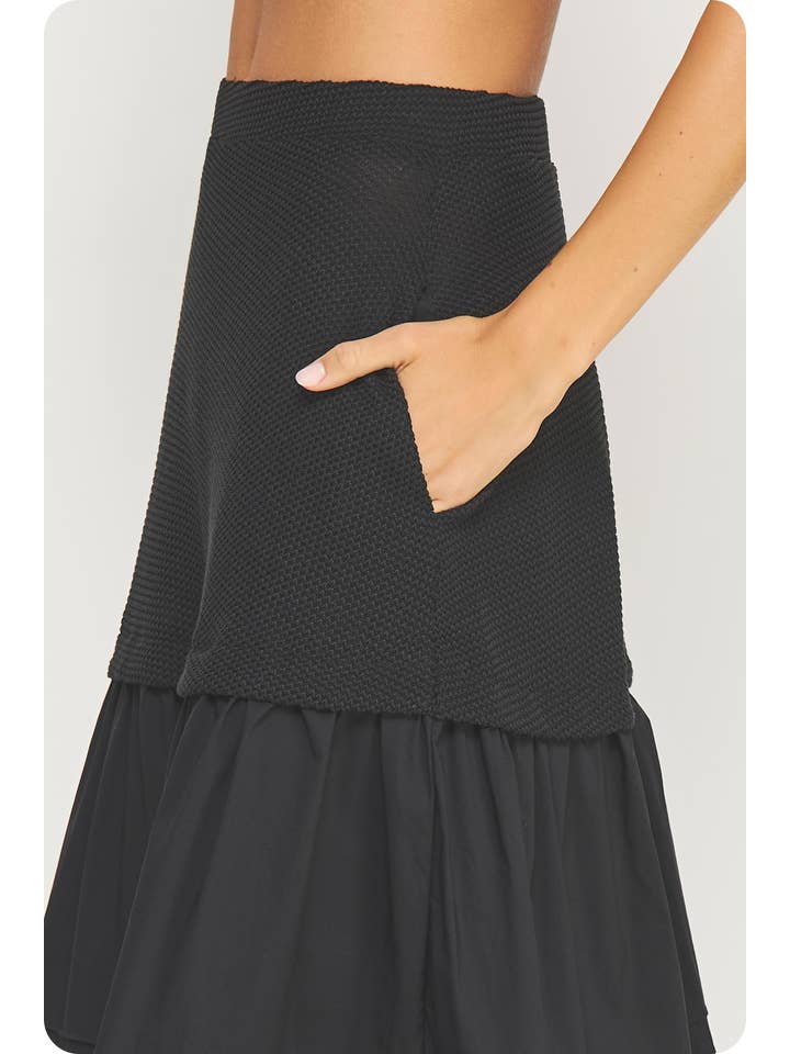 Strut & Bolt – wholesale Skirt – Women’s – Pintuck Mixed Media Midi Skirt10