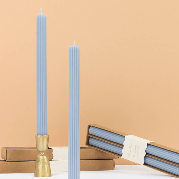 Summer Sky Blue Table Candles for wholesale by Meri Meri