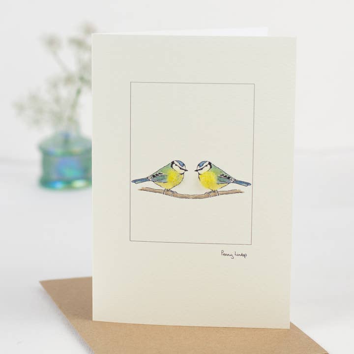 Blue Tits Greeting Card with Wool Finish | C6 Greeting Card for wholesale by Papersheep UK