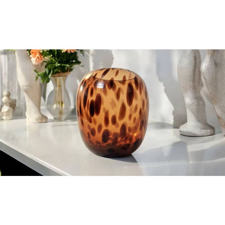 Geko Products - Wholesale Vase - Leopard Print Glass Vase 26cm