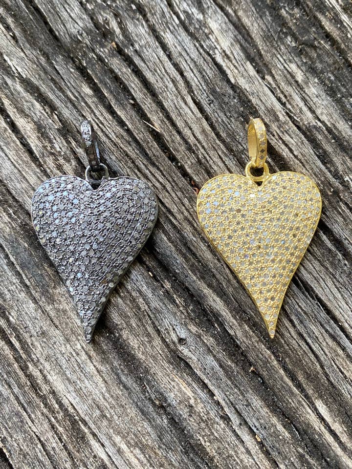 Pave Diamond Teardrop Heart for wholesale by ILISSA MICHELE JEWELRY