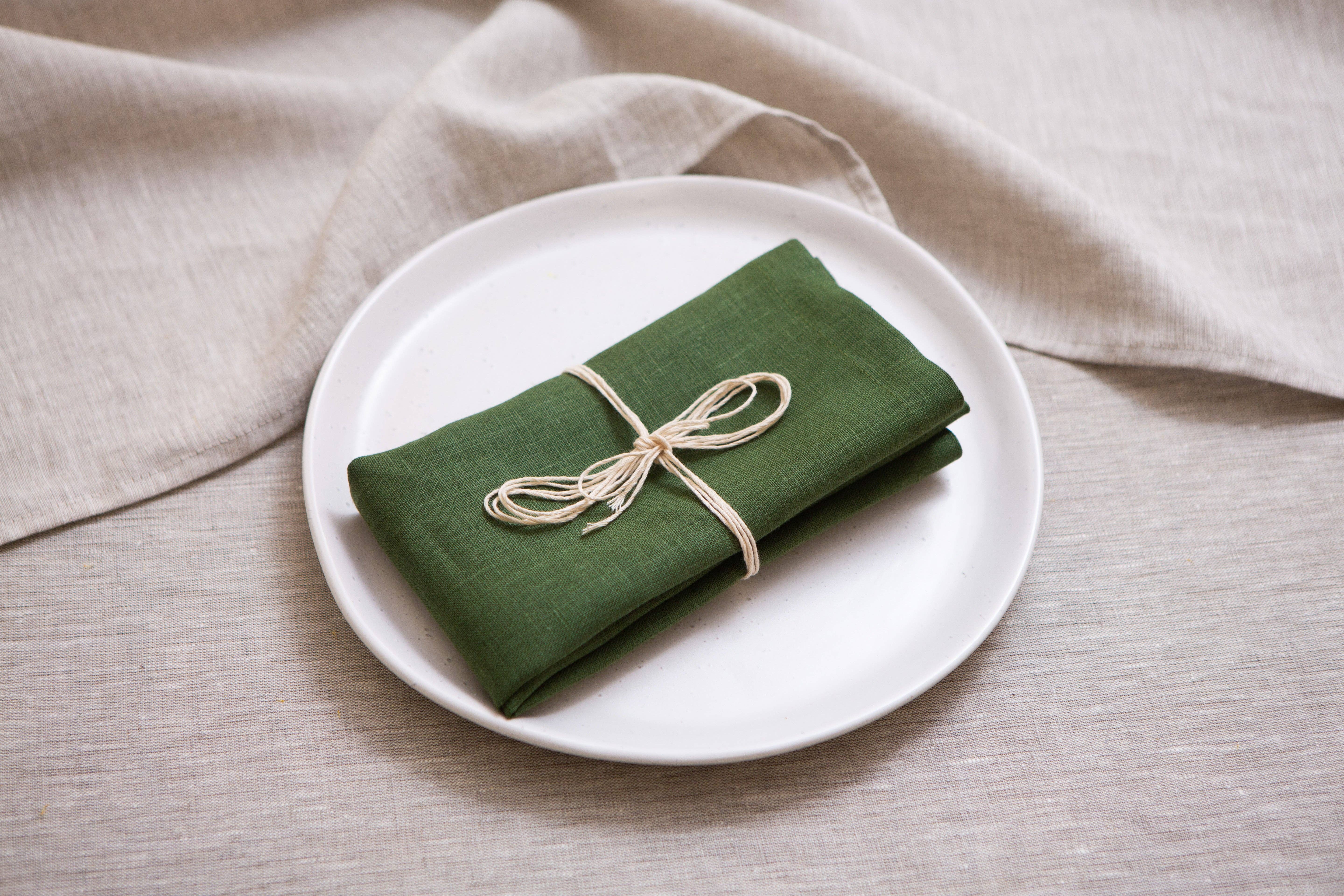CoolLinen - Wholesale Dinner & Cloth Napkin - Green organic linen napkins.