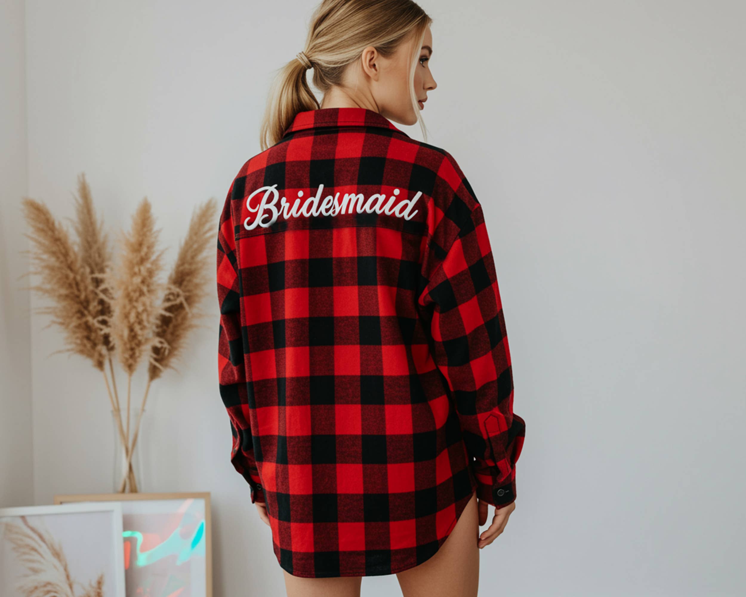 The Blissful - Wholesale Sleepwear Top - Women's - Personalized Embroidery Flannel Sleepshirt for Bridesmaid 0