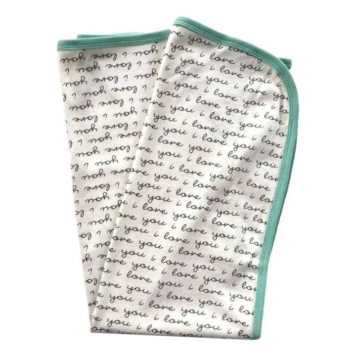 Manta de algodón orgánico con certificación GOTS - Te quiero (Menta) para venta al por mayor de Cat & Dogma