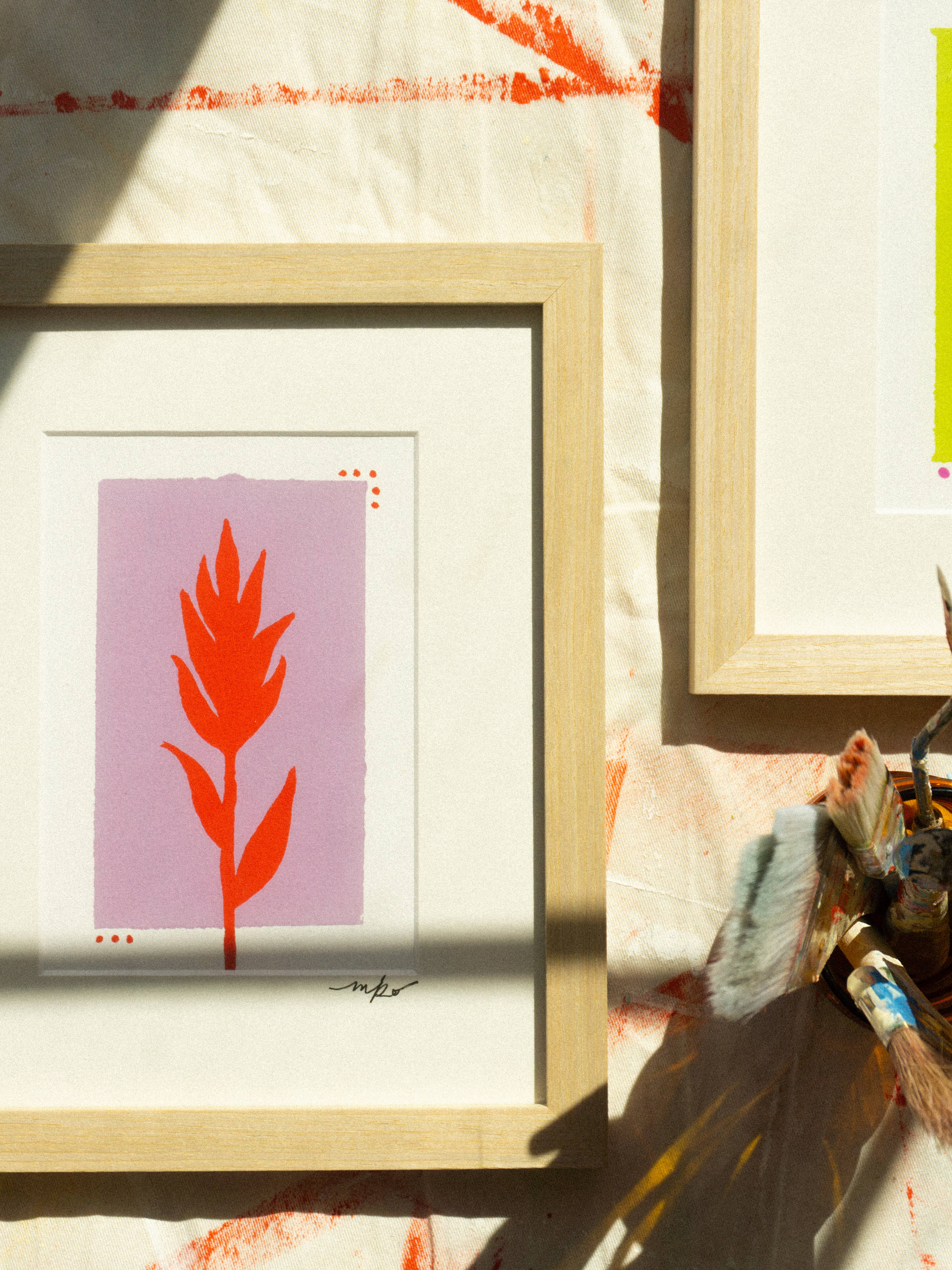Mel K. Olrich Art - Wholesale Art Print - Colorblock Indian Paintbrush, red & purple, western wall art1