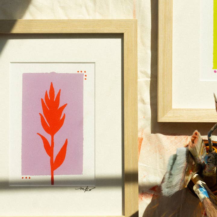 Mel K. Olrich Art - Wholesale Art Print - Colorblock Indian Paintbrush, red & purple, western wall art1