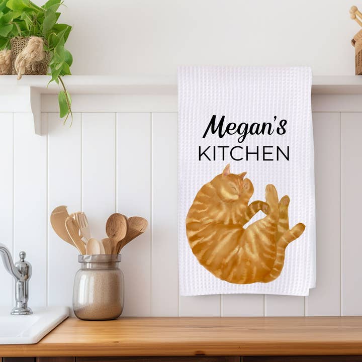 Pano de Cozinha com Gato Laranja Malhado a Dormir por atacado de MerikaArt