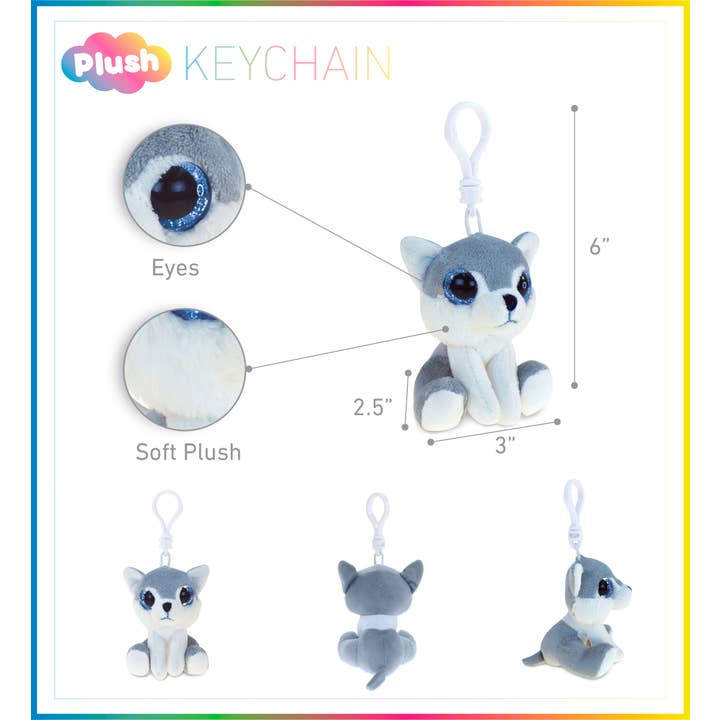 Cota Global - Wholesale Stuffed/Plush Toy - Kids & Baby - Big Eye Keychain - Wolf1