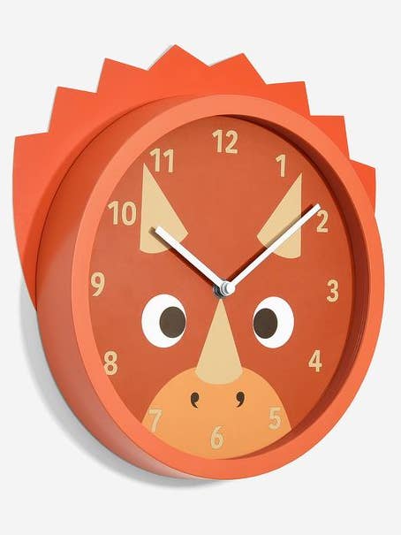 Triceratops Orange Wall Clock for wholesale by Stackers