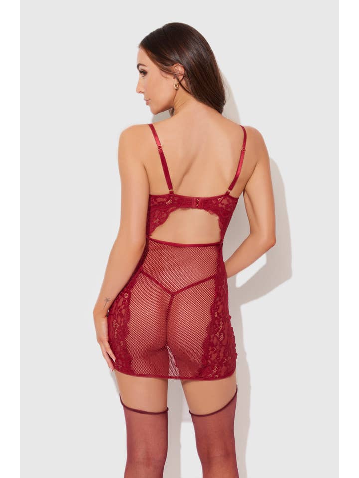 RHUBARB DEZI LACE & CHAIN CHEMISE SET for wholesale on Faire