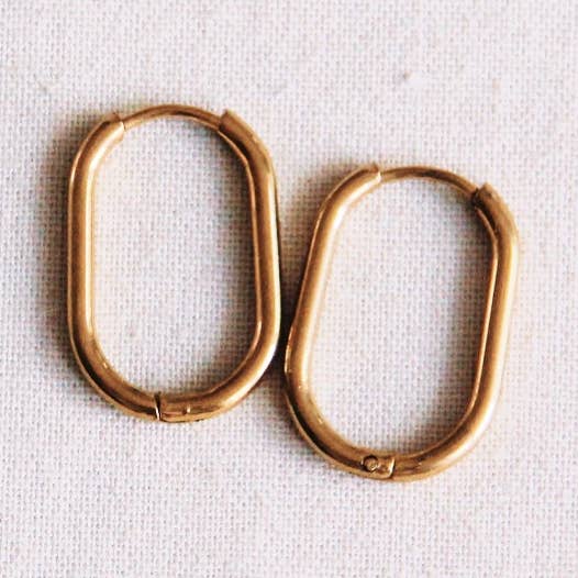 Stainless steel creole oval 21mm "basic" - gold for wholesale by Bazou