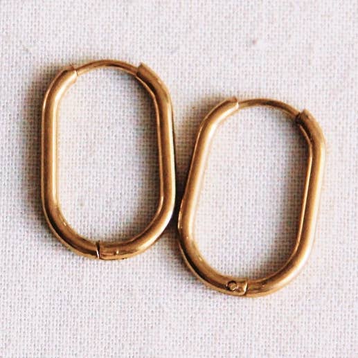 Bazou - Wholesale Oorringen - Bazou basis ovale creolen van 21 mm roestvrij staal - goud0