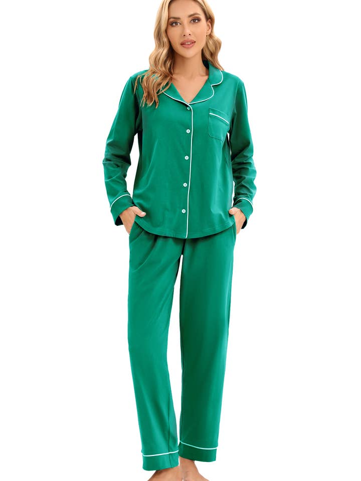GEXWORLDWIDE - Wholesale Sleepwear Set - Women's - Women's 100%Cotton Multiple Colored Long Sleeve Pajamas Set17