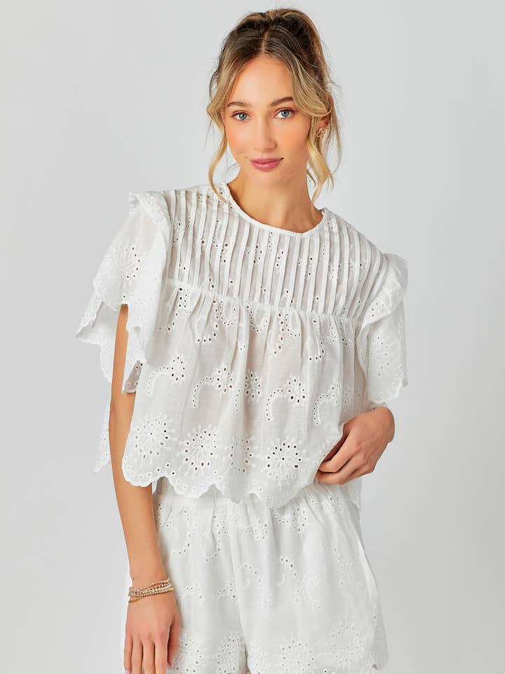 Conjunto de Top Cuadrado con Mangas Volantes y Pantalones Cortos para venta al por mayor de BABY PINK