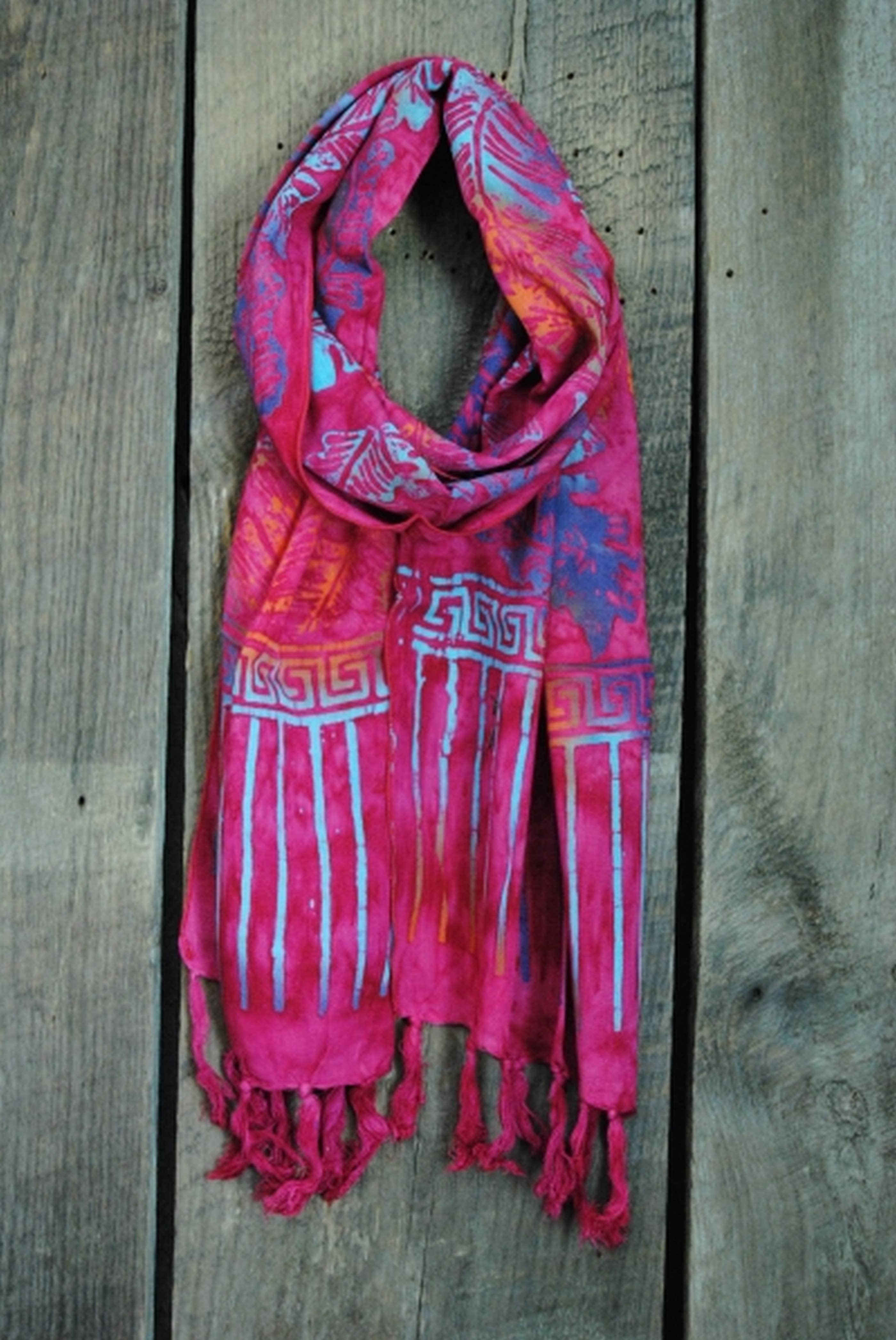 Nusantara Inc. - Wholesale Scarf - Women's - Rayon Batik Scarf - 98781 A-C (Knotted  Fringe)12