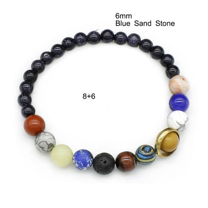 Perimade & Co. LLC - Wholesale Beaded bracelet - Solar System Couple Bead Bracelet in Natural Crystal Stone2