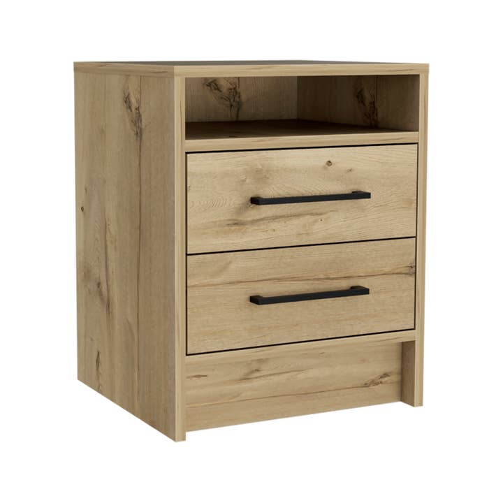 TUHOME FURNITURE – wholesale Bedroom furniture – Bianco Nightstand, Two Drawers