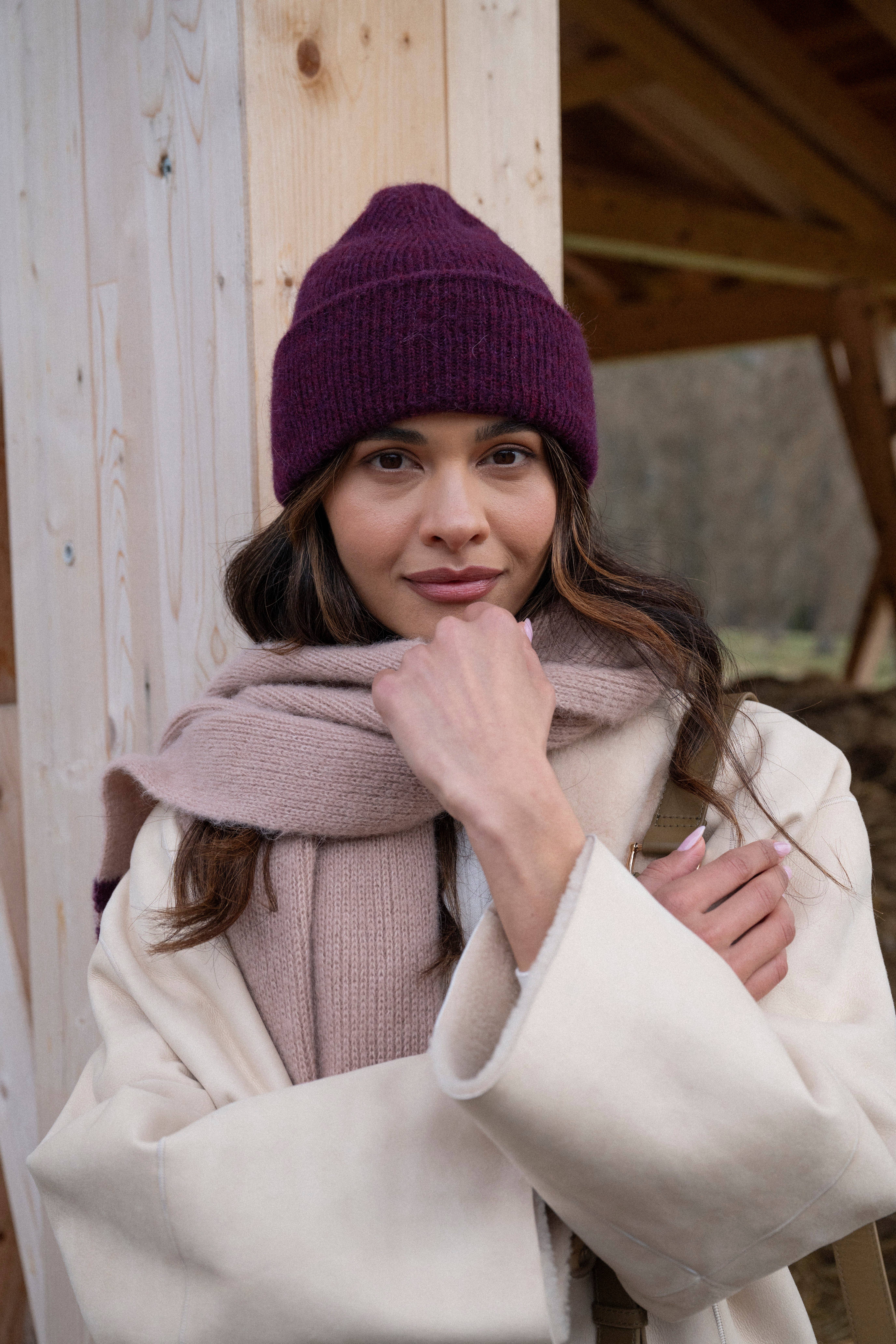 Maradji - Wholesale Scarf - Women's - MAXI SCARF ALPACA WOOL FROST MOCHA FIG4