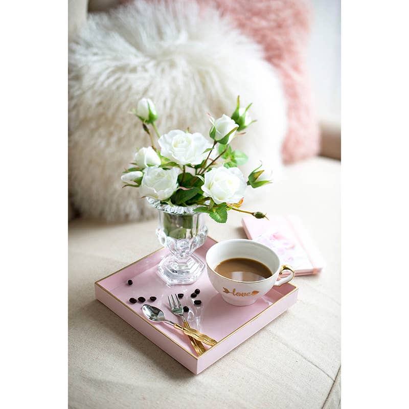 A&B Home Group Inc. - Wholesale Decorative Tray - 8.5x8.5" Chic Blush Plastic Tray3