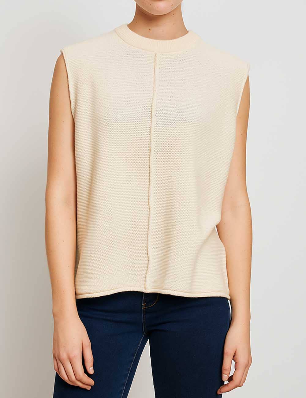 Sweetkama - Wholesale Sweater Vest - Women's - Knit Solid Color Sleeveless Round Neck Sweater Vest YL230010