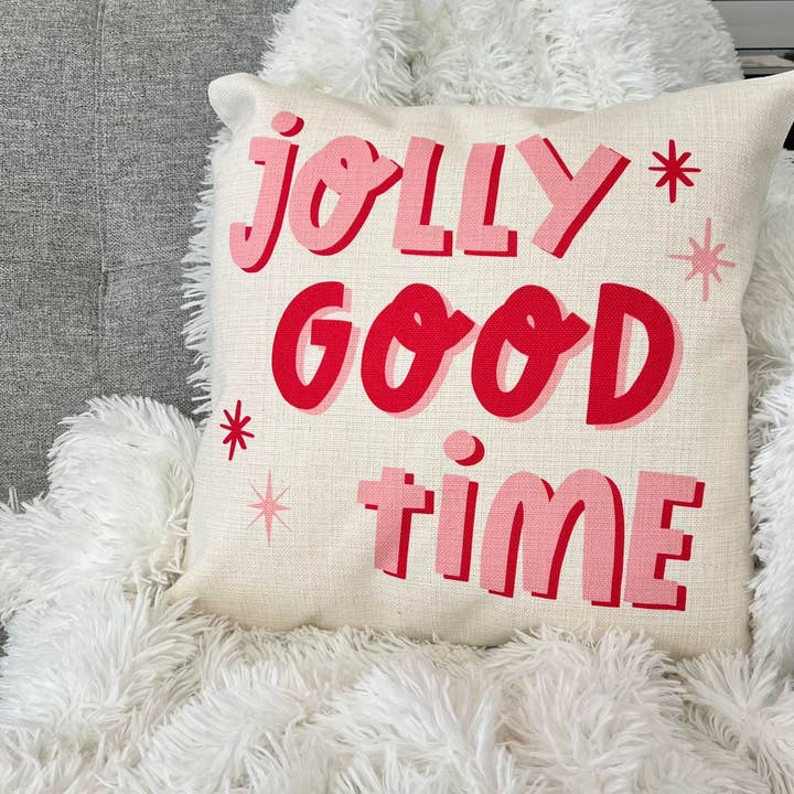 Jolly Good Time Christmas Pillow, Decor for wholesale by Mugsby