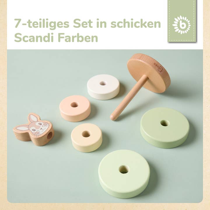 Bieco Spielwaren – Brinquedo de madeira - Crianças por atacado – Torre de Empilhar Coelho Fine FSC®7