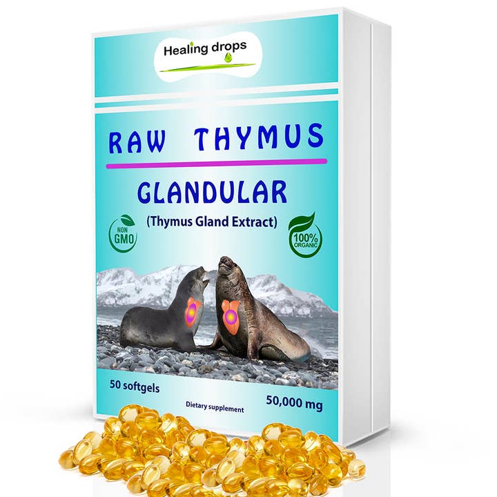 Raw Thymus Gland Softgels from Ocean Fed Harbor Seal for wholesale by Healing Drops