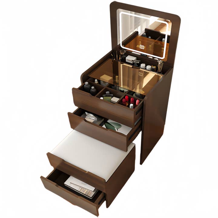 HOMYCASA DESIGN INC - Wholesale Bedroom Furniture - Lillemor 3-in-1 Compact Vanity Desk with Flip Top Mirror and Storage Ottoman7