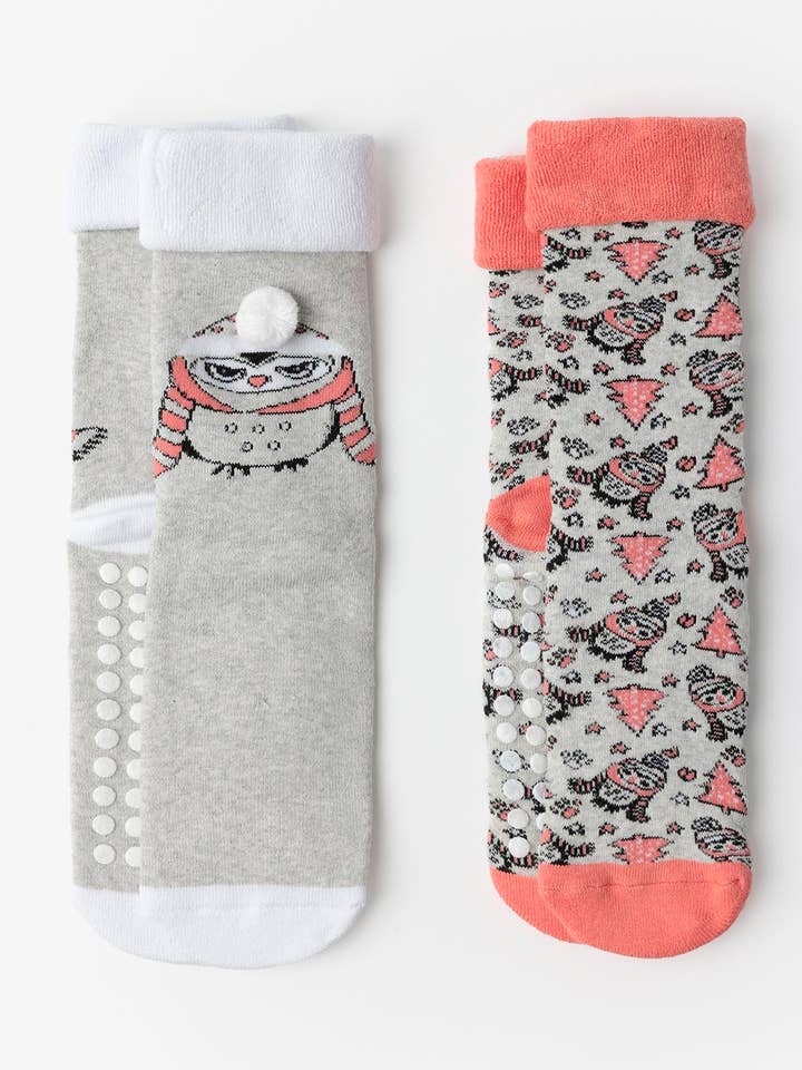 Admas Meia Antiderrapante Winter Owl Para Mulher, (Caj... por atacado de ADMAS