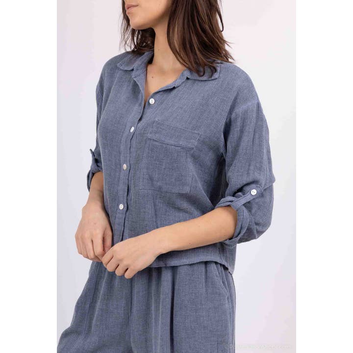 Shyloh - Wholesale Button Down Shirt - Women's - Linen cotton top 1578221