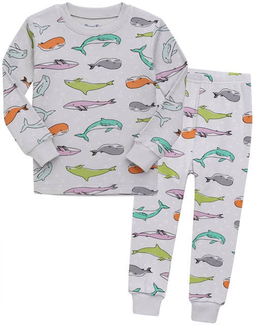 Grey Modal Boys Infant Lets Dolphin Long Sleeve PJs Lounge Wear for wholesale on Faire0