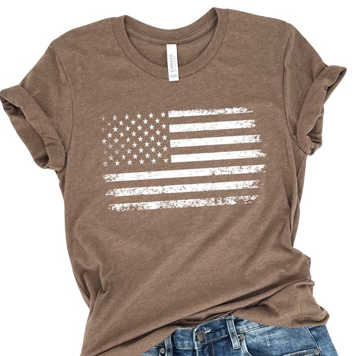 ATTA TOOD LLC - Wholesale T-Shirt (Graphic) - Unisex - Distressed American Flag graphic t-shirt, USA, 4th of July4