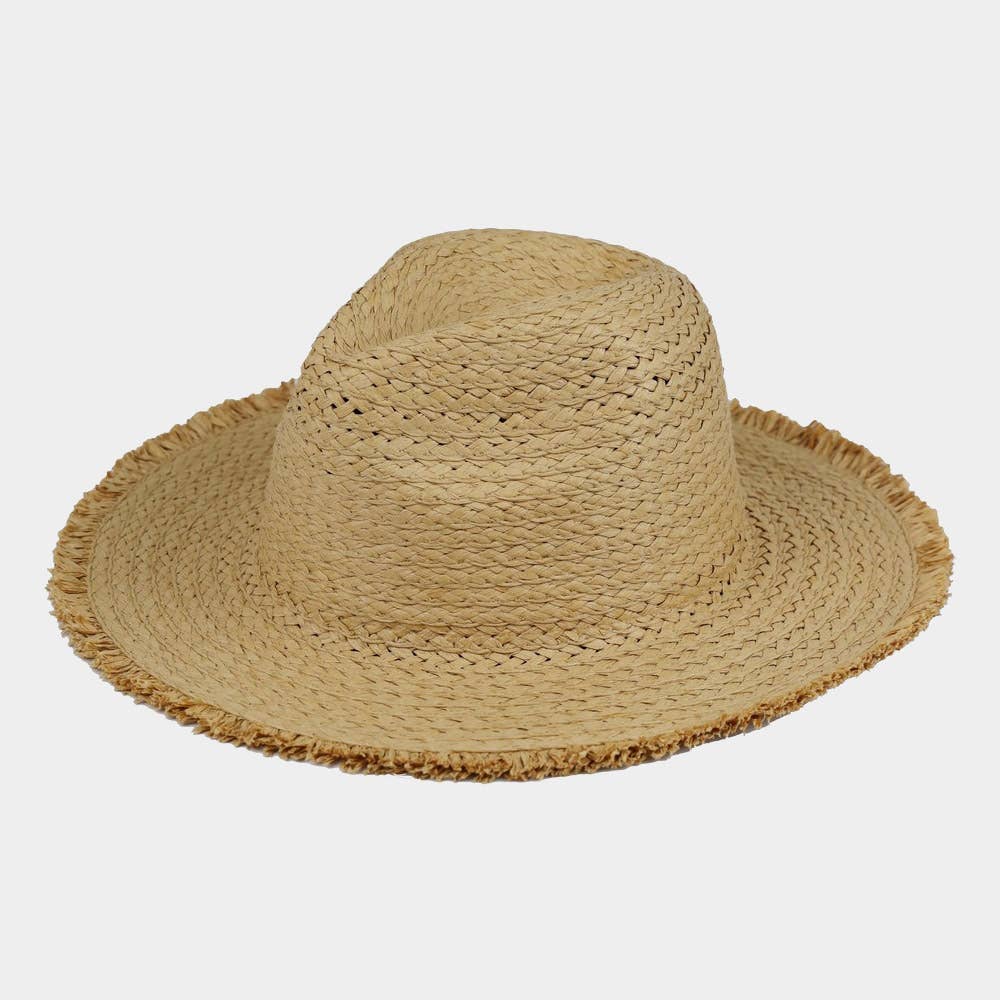 Sensibling Corp. - Wholesale Straw Hat - Women's - Frayed Solid Straw Sun Hat3