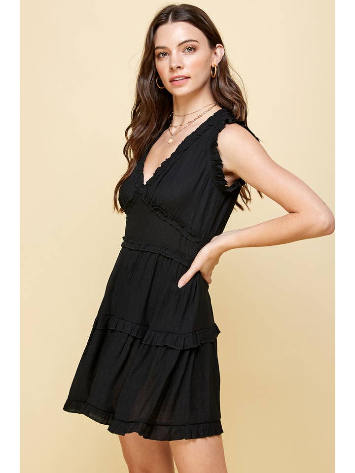 PINCH - Wholesale Dress - Women's - SLEEVELESS V NECK RUFFLE DETAIL DRESS - 3087D38