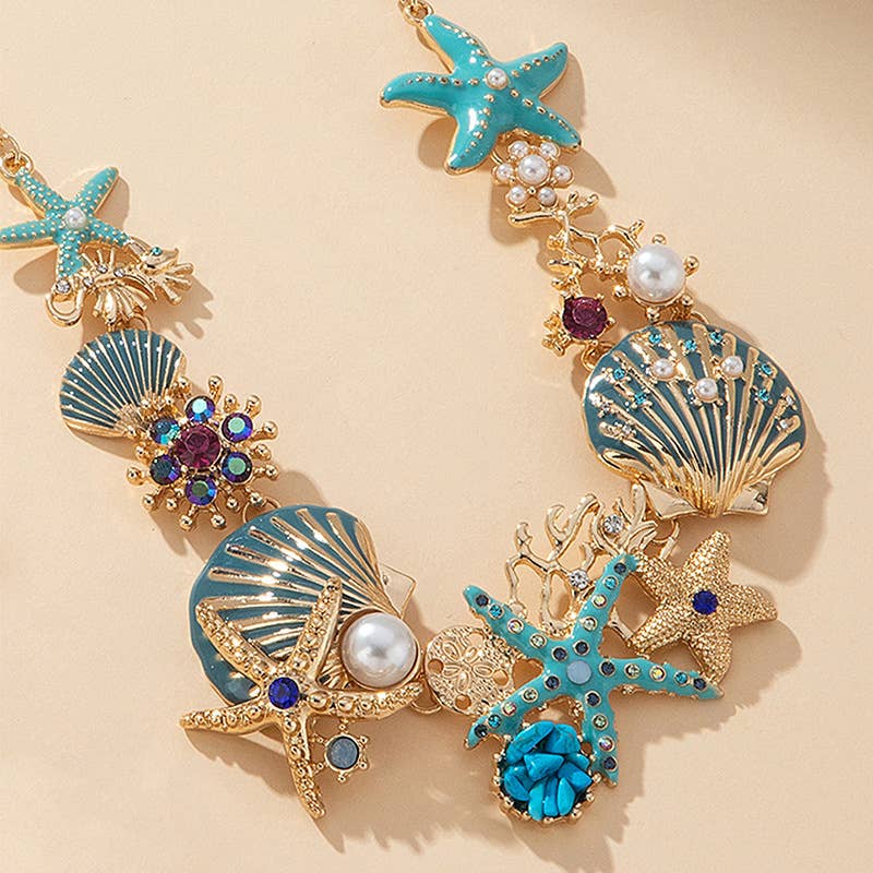 PEACH ACCESSORIES – wholesale Jewellery set – Nautical Starfish & Seashell Pearl Jewellery5