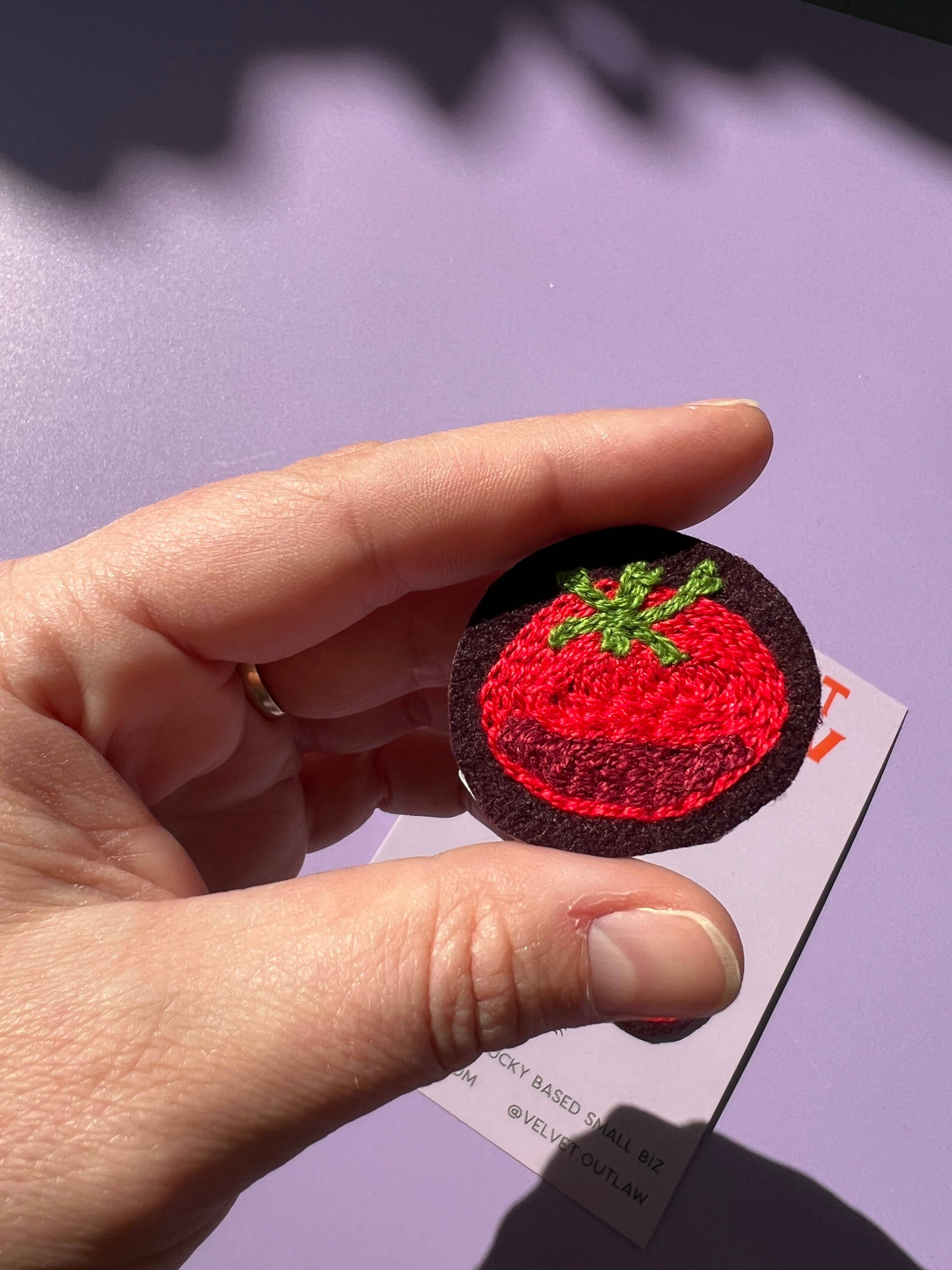 Velvet Outlaw - Wholesale Patch - Tiny Tomato Chain Stitch Iron On Patch - set of 23