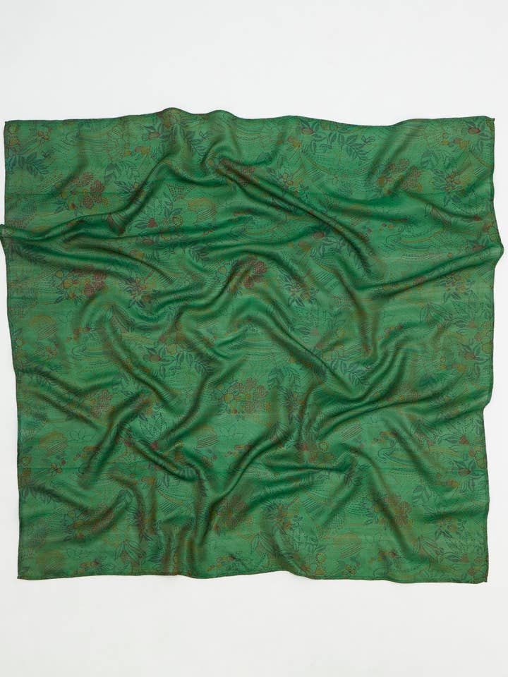 Vintage Silk Square Scarf - No. 250826 for wholesale by Anchal